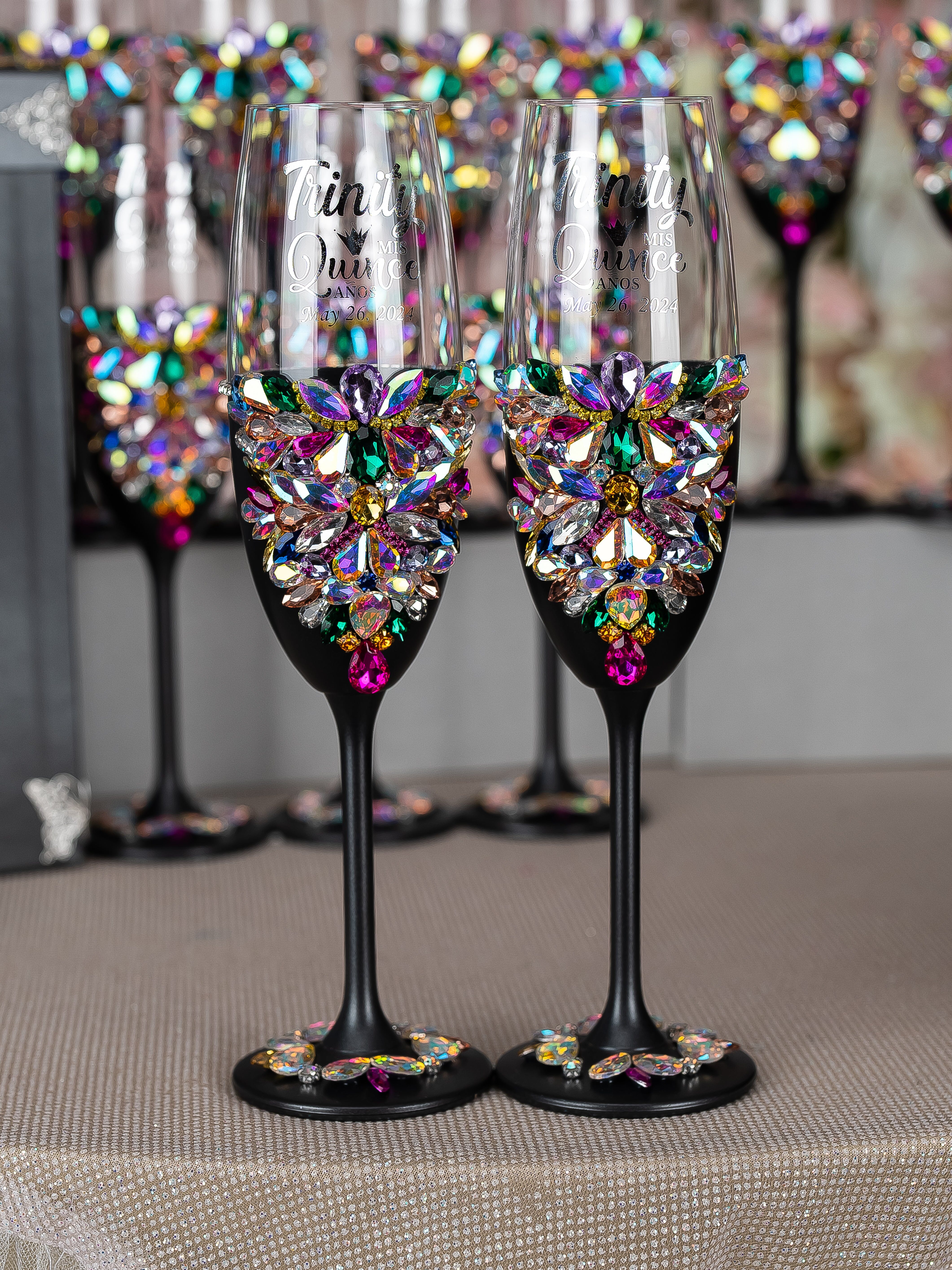 Wedding Champagne Flutes Champagne Glasses Black shops White Gold & Hot Pink Wedding Toasting Flutes