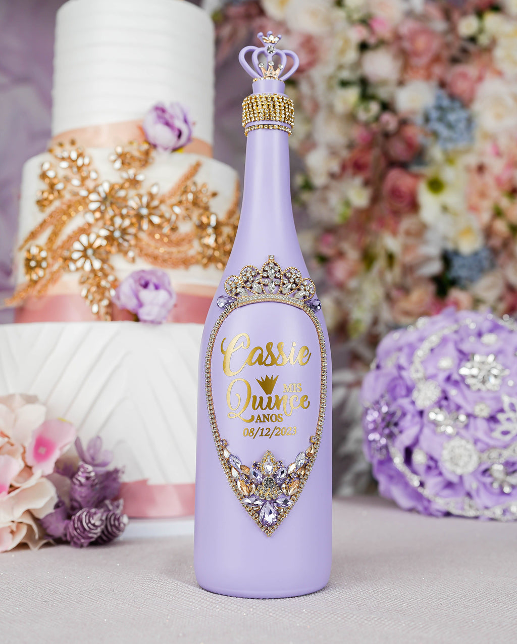 Lavender quinceanera bottle Lavender Quinceanera Botella