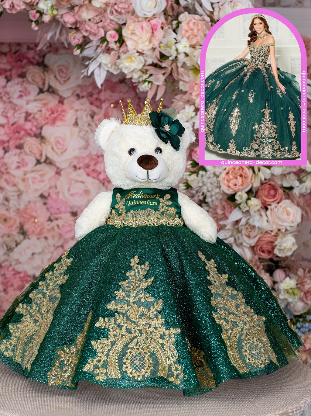 dancing bear green dress Quinceanera Teddy to match your 16 si es with