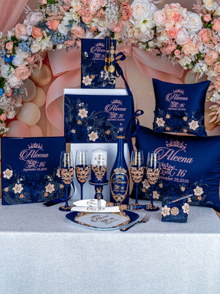 Navy Blue with Rose Gold