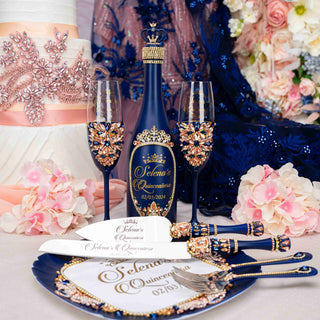 Navy Blue with Rose Gold