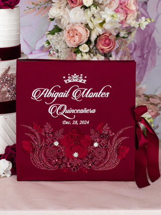 Burgundy Silver Quinceanera Bible (Spanish version)