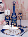 Navy Blue with Rose Gold quinceanera brindis package with candle
