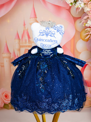 Navy Blue Train Dress Quinceañera Kitty