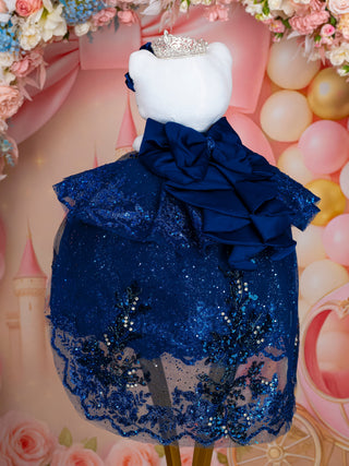 Navy Blue Train Dress Quinceañera Kitty