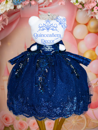 Navy Blue Train Dress Quinceañera Kitty