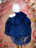 [White Bear] Navy Blue Train Dress Quinceañera Teddy Bear