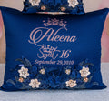 Navy Blue Rose Gold quinceanera kneeling pillow, shoes pillow