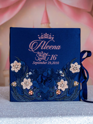 Navy Blue with Rose Gold album de fotos para Quinceanera