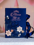 Navy Blue with Rose Gold Quinceanera Bible (Spanish version)