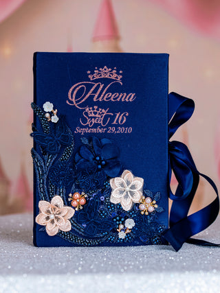 Navy Blue with Rose Gold Quinceanera Bible (Spanish version)