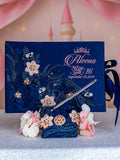 Navy Blue with Rose Gold quinceanera guest book