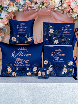 Navy Blue with Rose Gold album de fotos para Quinceanera