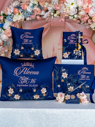 Navy Blue with Rose Gold Quinceanera Biblia (English version)