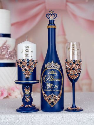 Navy Blue with Rose Gold album de fotos para Quinceanera