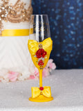 Yellow Enchanted Rose 1 quinceanera champagne glass