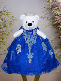 Royal Blue Silver with Bow Quinceanera Teddy Bear