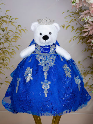 Royal Blue Silver with Bow Quinceanera Teddy Bear
