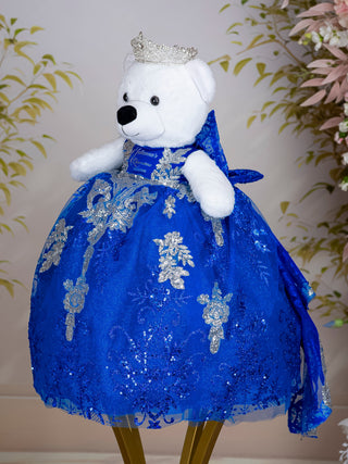 Royal Blue Silver with Bow Quinceanera Teddy Bear