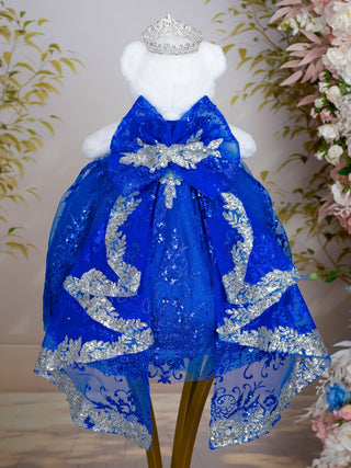 Royal Blue Silver with Bow Quinceanera Teddy Bear