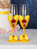 Yellow Enchanted Rose 1 quinceanera champagne glass