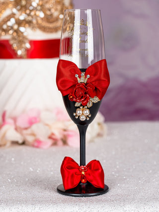 Black Red with Bow Quinceanera Money Card Box