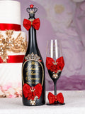 Black Red with Bow 1 quinceanera champagne glass