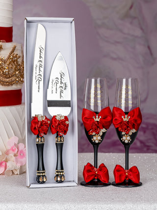 Black Red with Bow quinceanera pillows set