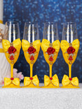 Yellow Enchanted Rose 1 quinceanera champagne glass