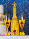 Yellow Enchanted Rose 1 quinceanera champagne glass