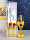 Yellow Enchanted Rose 1 quinceanera champagne glass