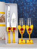 Yellow Enchanted Rose 1 quinceanera champagne glass