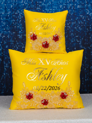 Yellow Enchanted Rose 1 quinceanera champagne glass