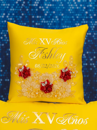 Yellow Enchanted Rose 1 quinceanera champagne glass