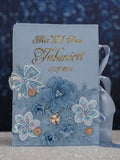 Slate Blue Gold Quinceanera Bible (English version)