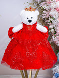Red with Gold Oso de Quinceanera