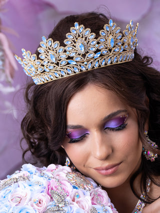 Light Blue Quinceanera Tiara (with gold)