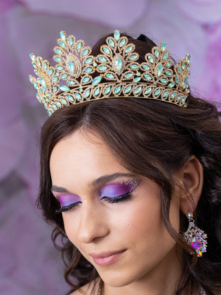 Sage Green Quinceanera Tiara (with Gold)