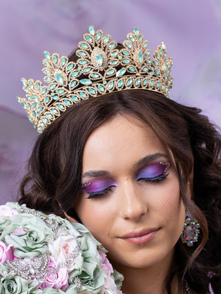 Sage Green Quinceanera Tiara (with Gold)