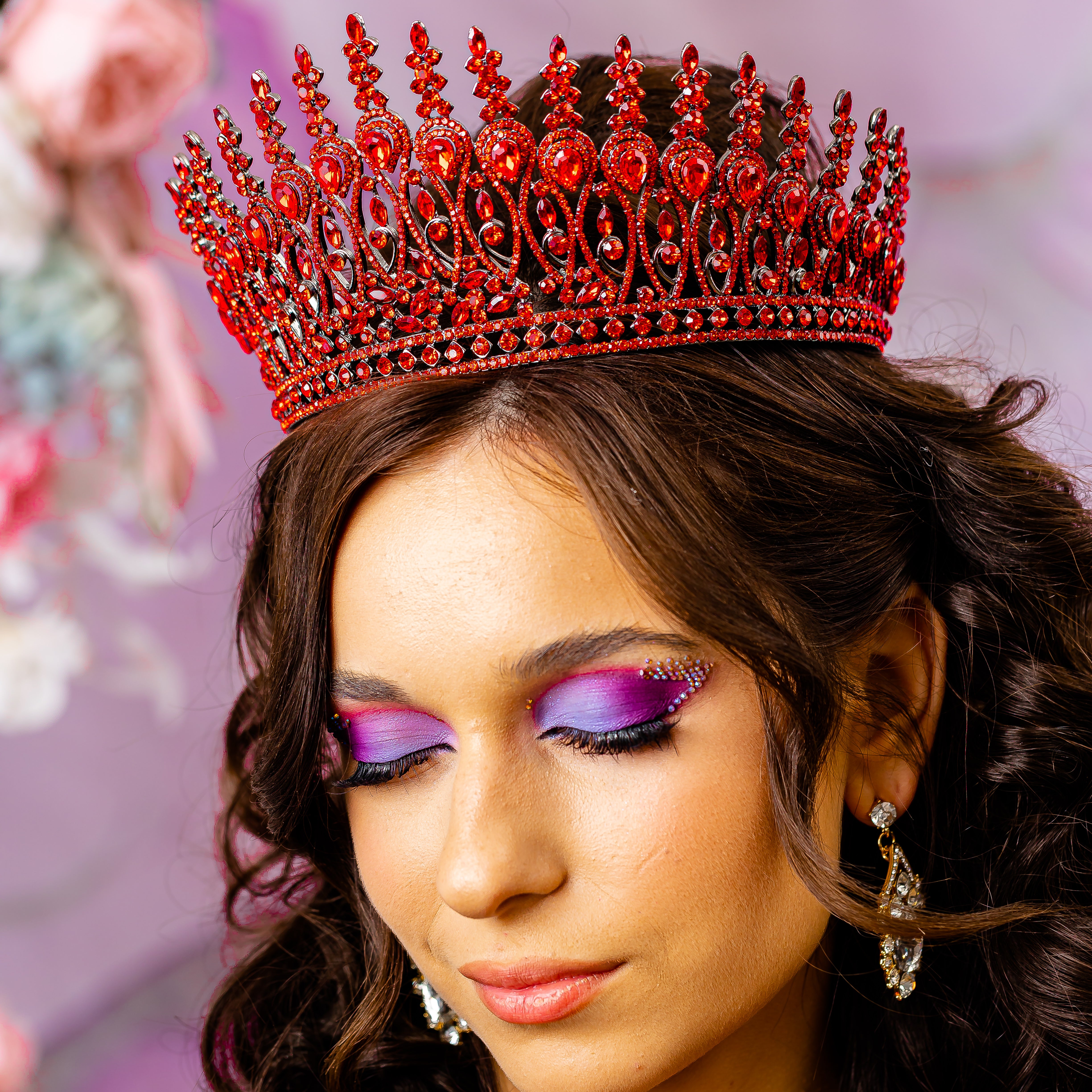 Quinceanera Flower Tiara Sage Green Pink Headband / quinceanera-decor