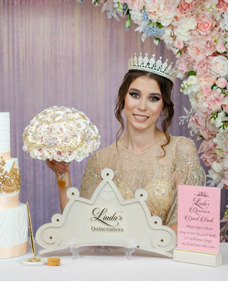 Gold quinceanera guest book