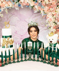 Green 15 candle ceremony for quinceanera