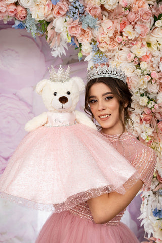 Pink last teddy bear for quinceanera