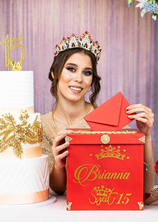 Red quinceanera money card box