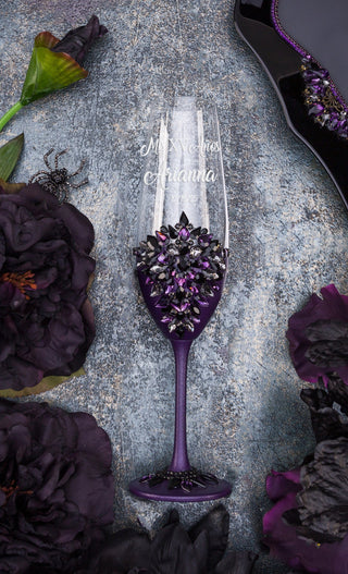 Purple Black Quinceanera cake knife and server