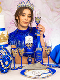 Royal blue quinceanera toasting package