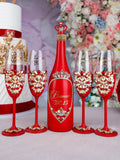 Red 1 quinceanera champagne glass