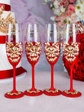 Red quinceanera bottle with 1 glass