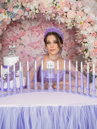 Lilac 15 candle ceremony for quinceanera