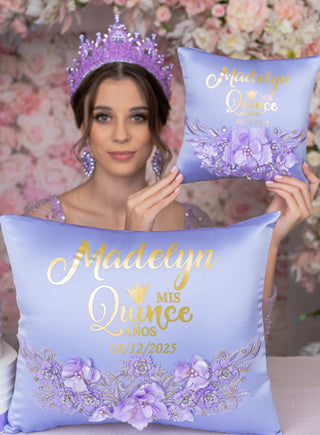 Lavender Quinceanera pillows set and Kitty